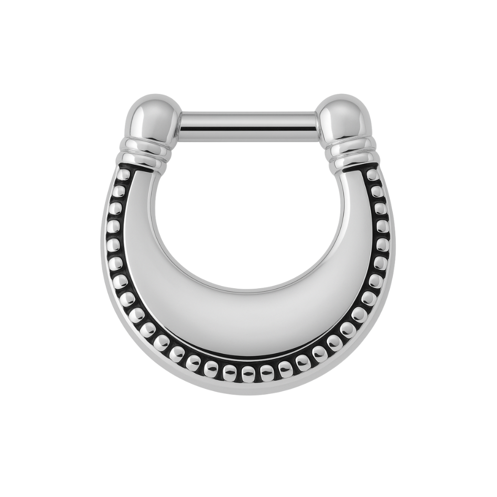 316L Surgical Steel Plain Dotted Jewelled Septum Clicker Ring