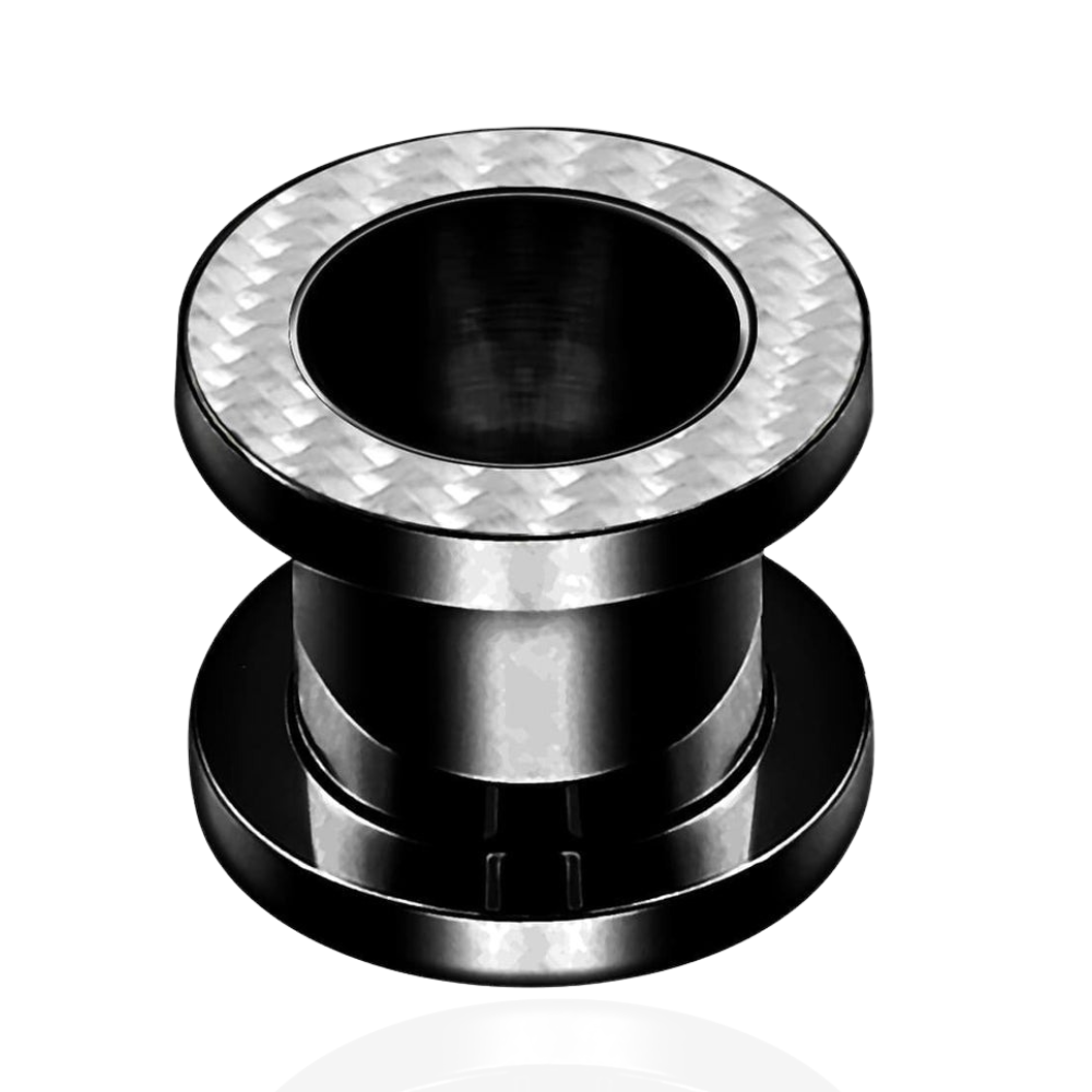316L Surgical Steel Hatch-work Edge Externally Threaded Tunnel