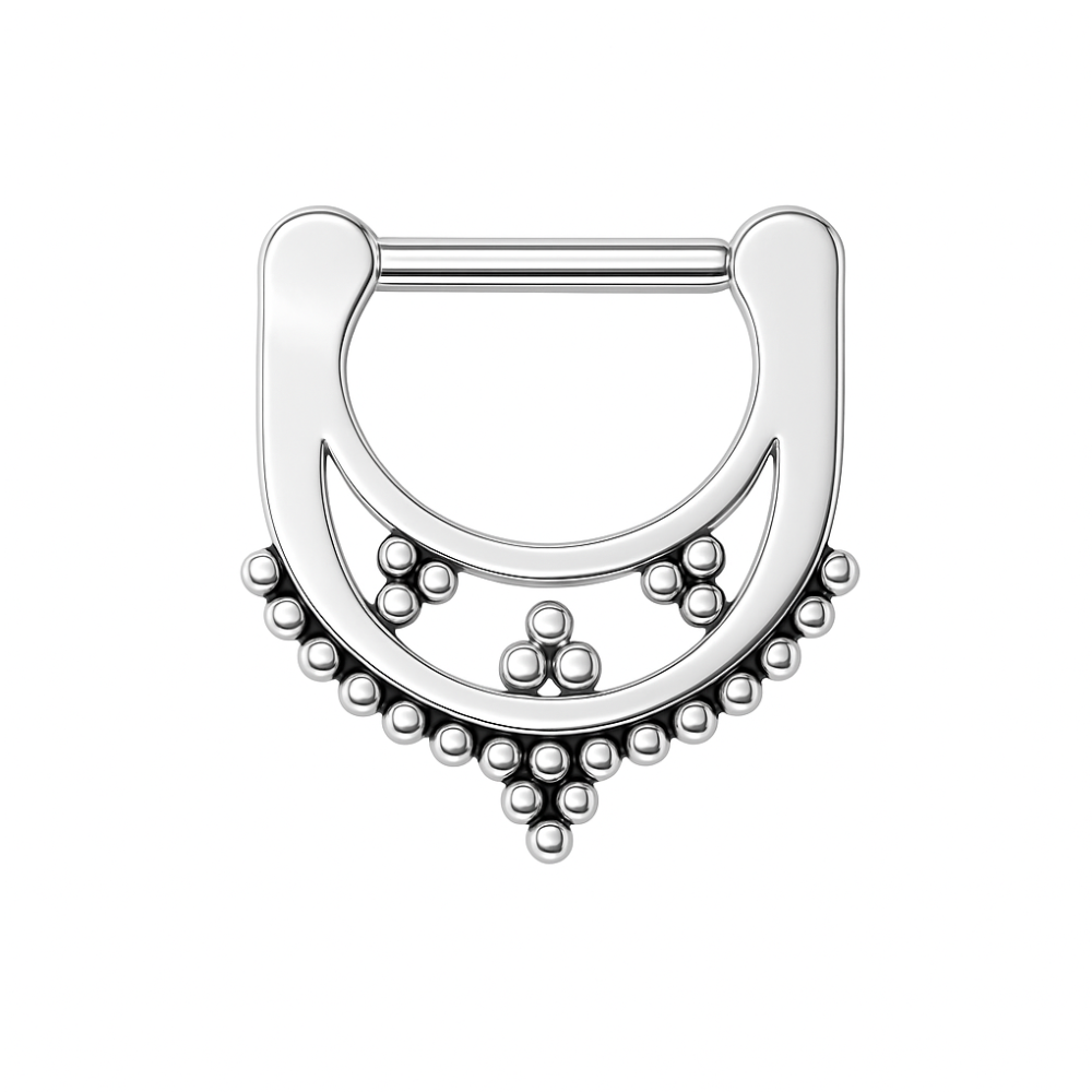 316L Surgical Steel Tribal Dots Paved Septum Clicker Ring