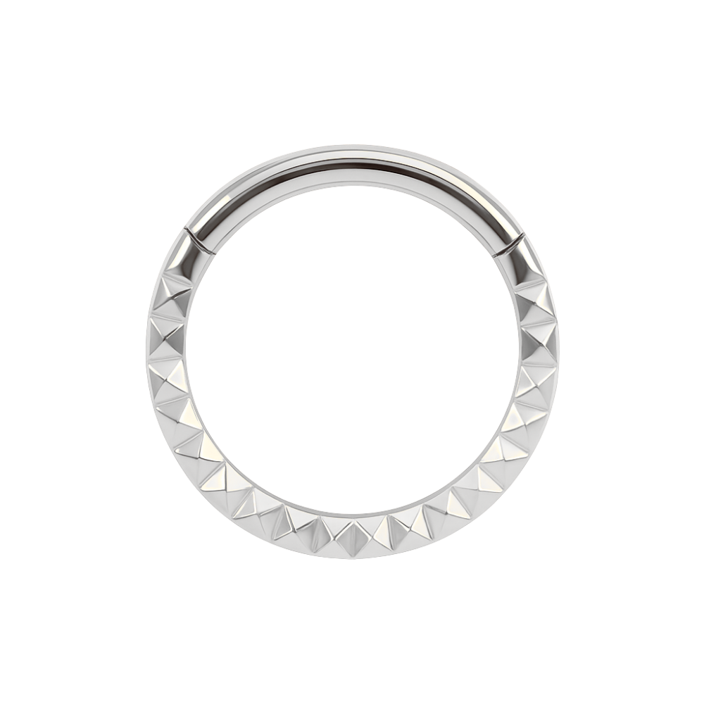 316L Surgical Steel Pyramid Laser Cut Hinged Segment Clicker Ring - Monster Piercing