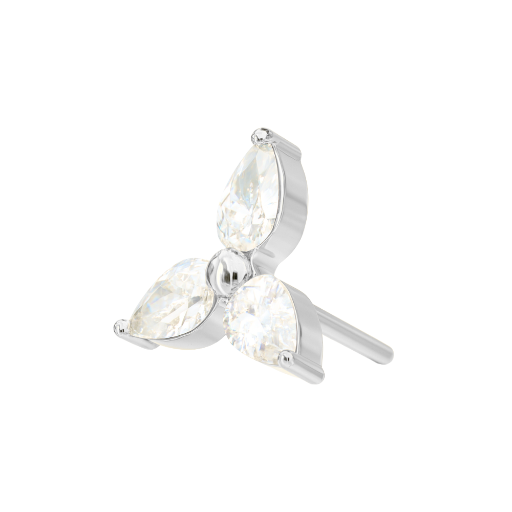 Silver triple CZ flower threadless top