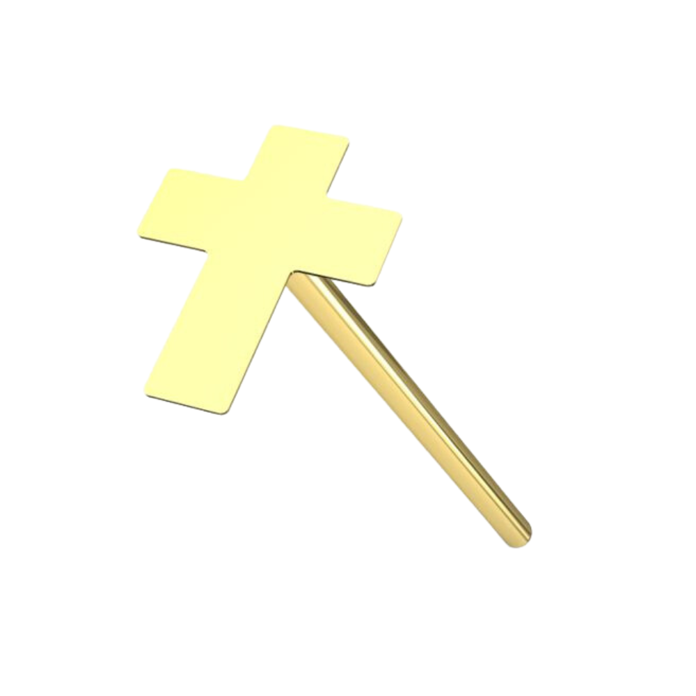 9K Gold Plain Cross Nose Studs - Monster Piercing