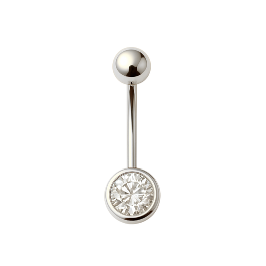 G23 Titanium Single CZ Jewelled Belly Ring