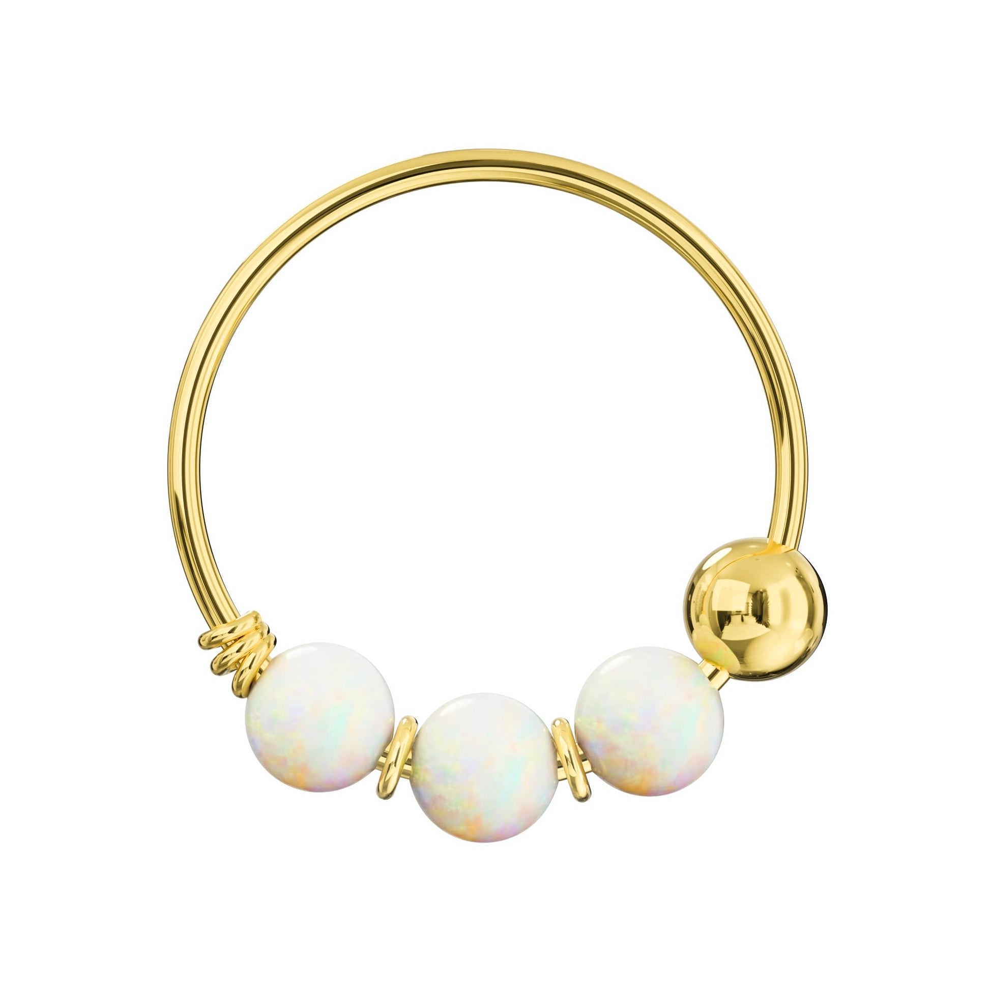 14K Gold Opal Stones Hoop Nose Ring - Monster Piercing
