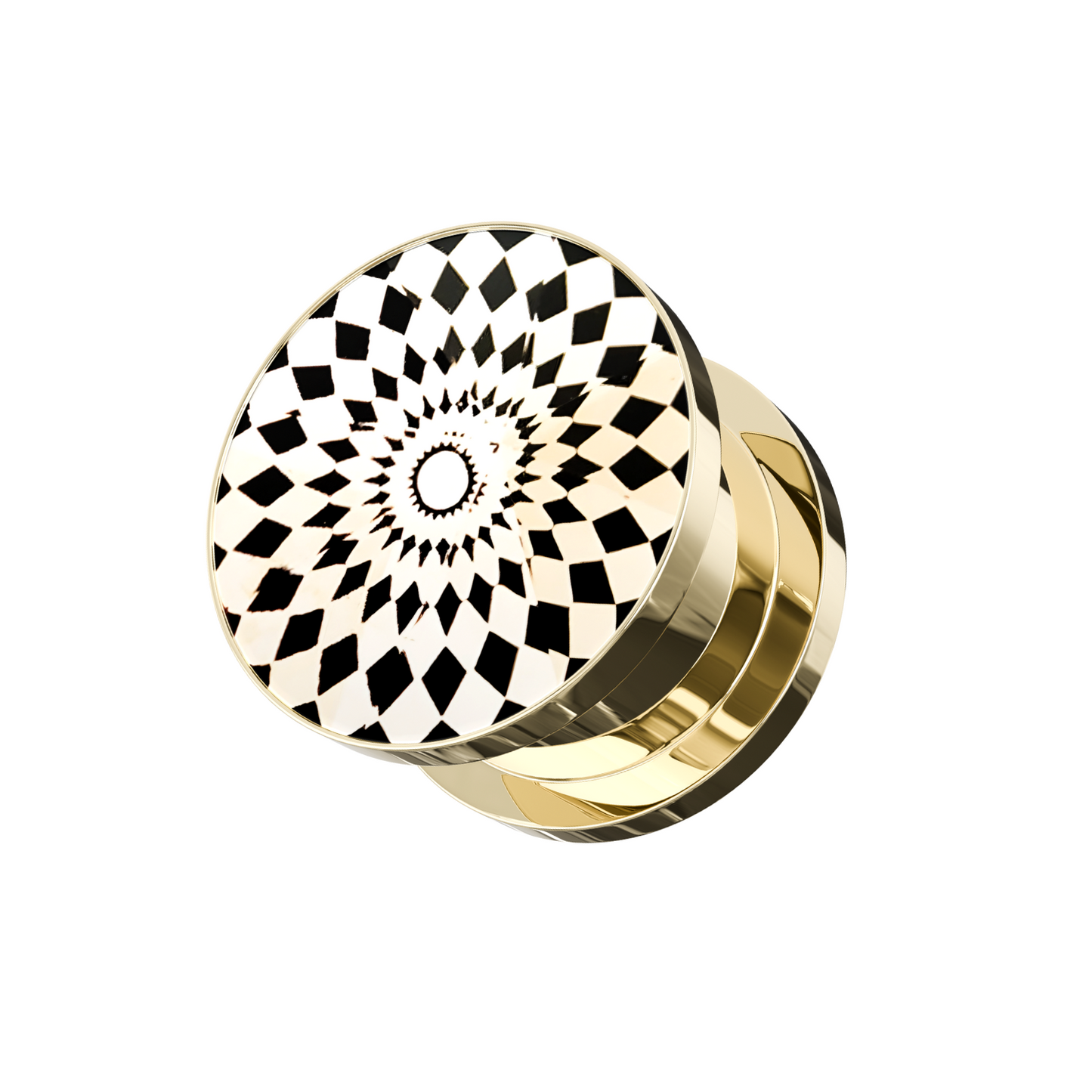 316L Surgical Steel Gold PVD Cut-Out Jewel Screw Fit Flesh Tunnel - Monster Piercing