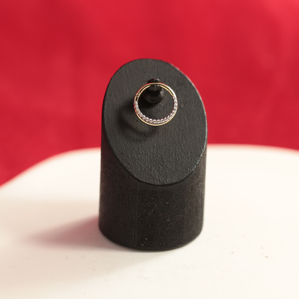 14K Gold with white Gold Double Stack Hinged Segment Clicker Ring - Monster Piercing