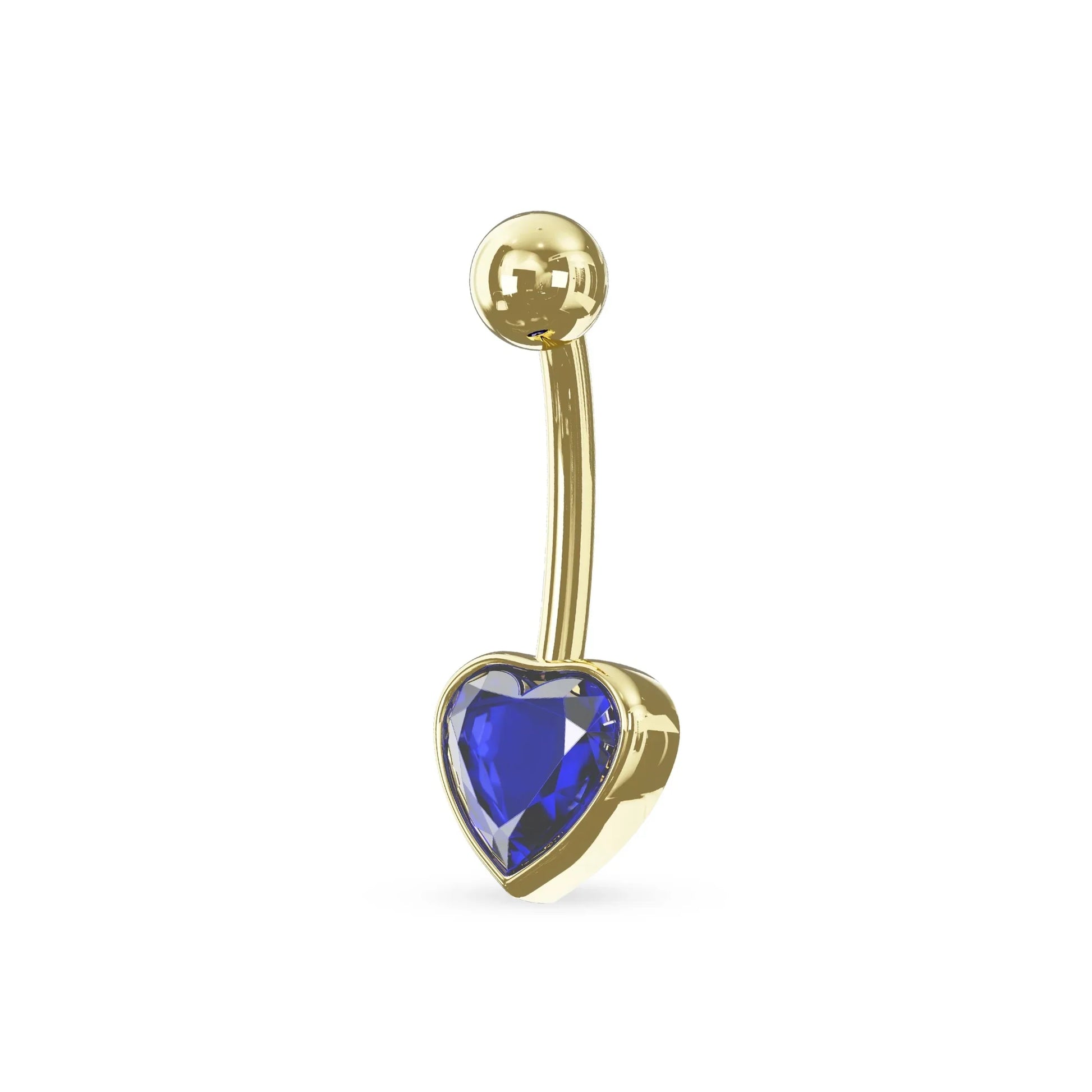 14K Gold Jewelled Heart Belly Ring - Monster Piercing