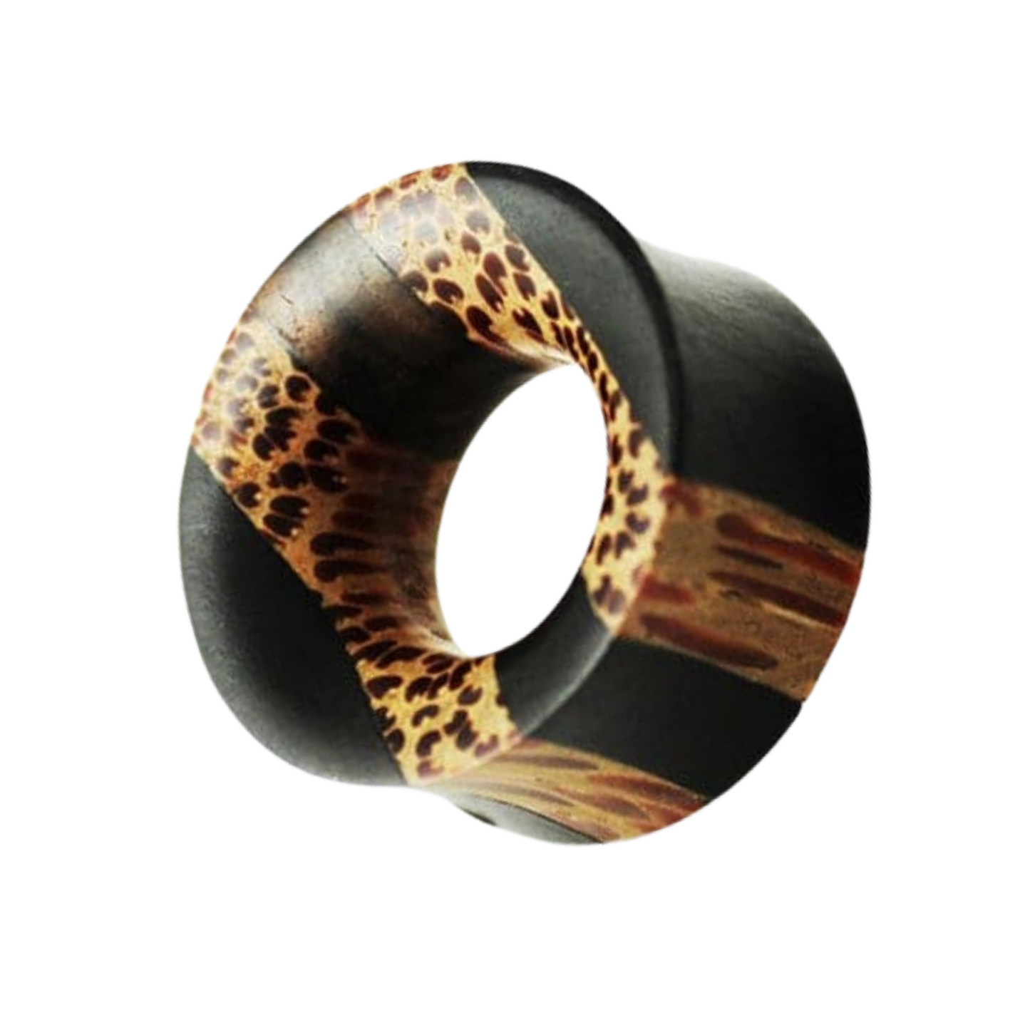 Organic Iron and Palm Wood Double Flared Ear Tunnel - Monster Piercing