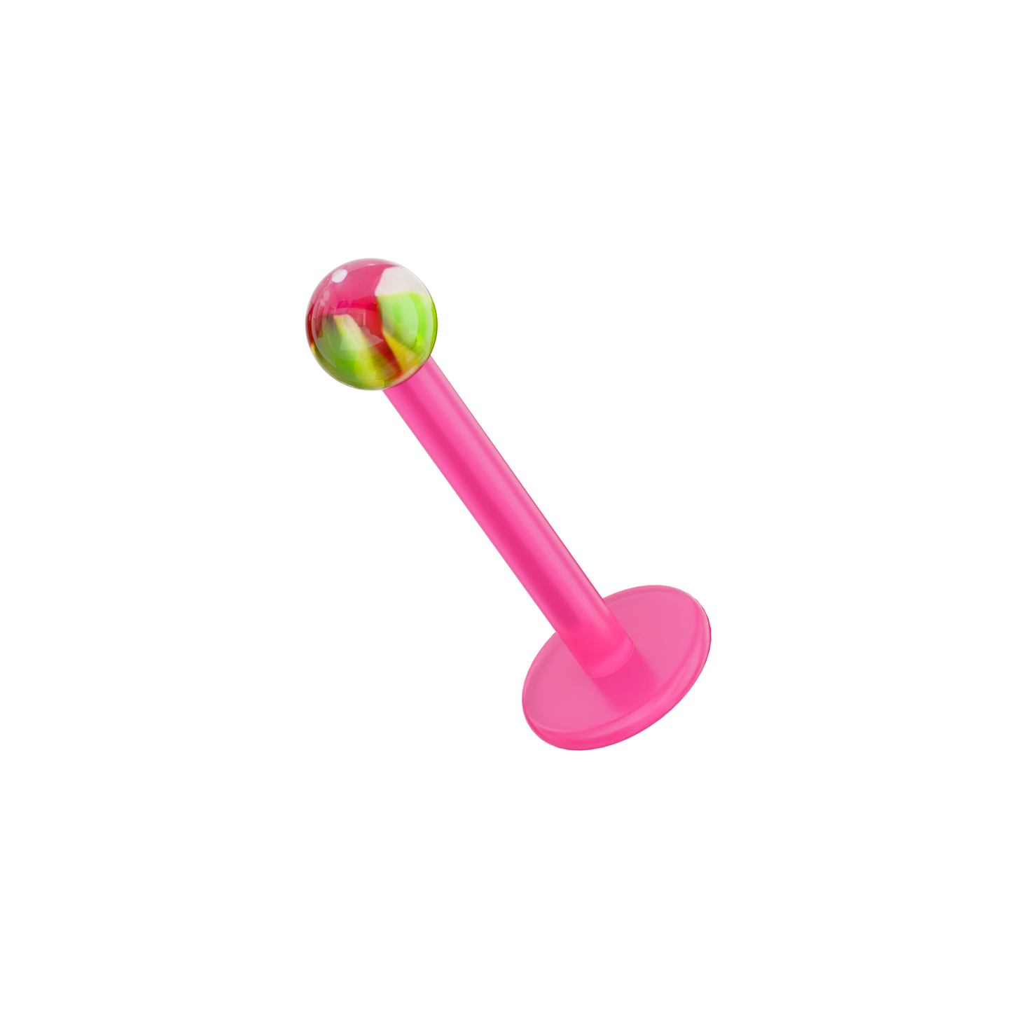 UV Pink Labret with Tye-Dye UV Ball (Pack of 10) - Monster Piercing