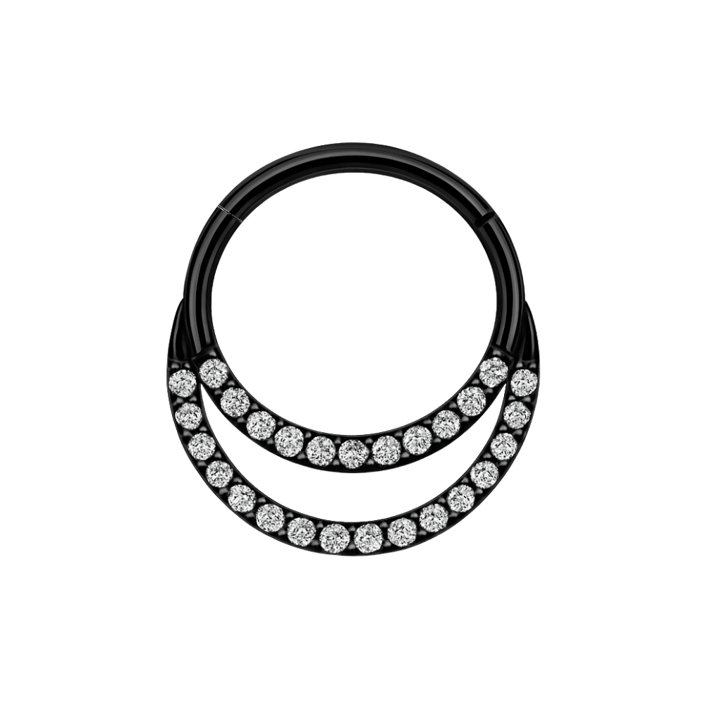 316L Surgical Steel Crescent Moon Crystal Hinged Segment Clicker Ring - Monster Piercing