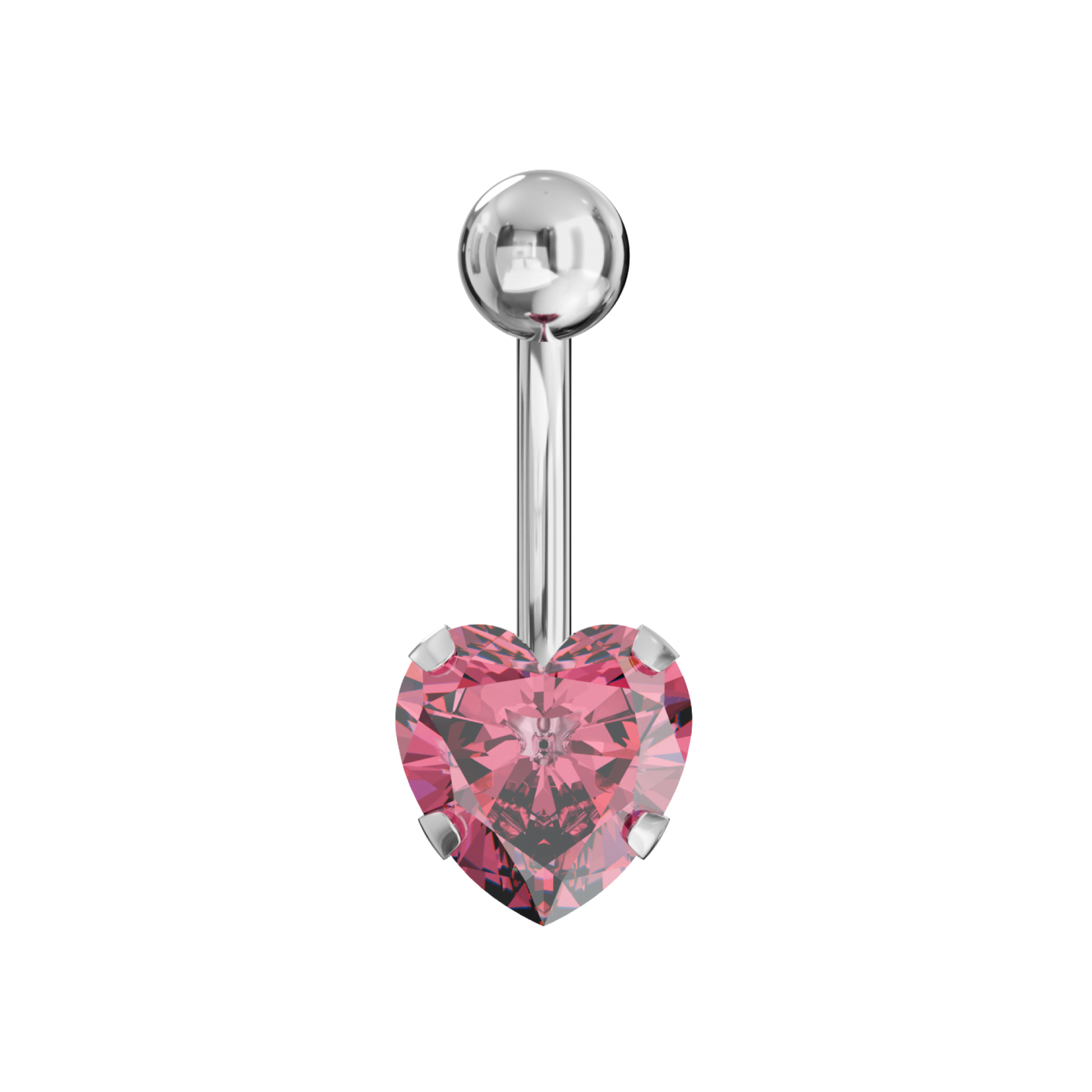 316L Surgical Steel Studded Heart Belly Ring - Monster Piercing