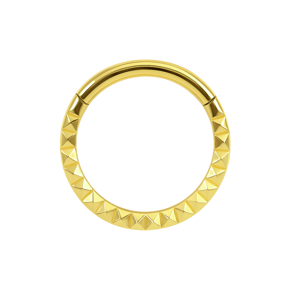 316L Surgical Steel Pyramid Laser Cut Hinged Segment Clicker Ring - Monster Piercing