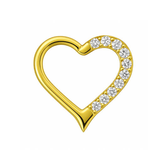 316L Surgical Steel Jewelled Heart Single Closure Clicker - Monster Piercing