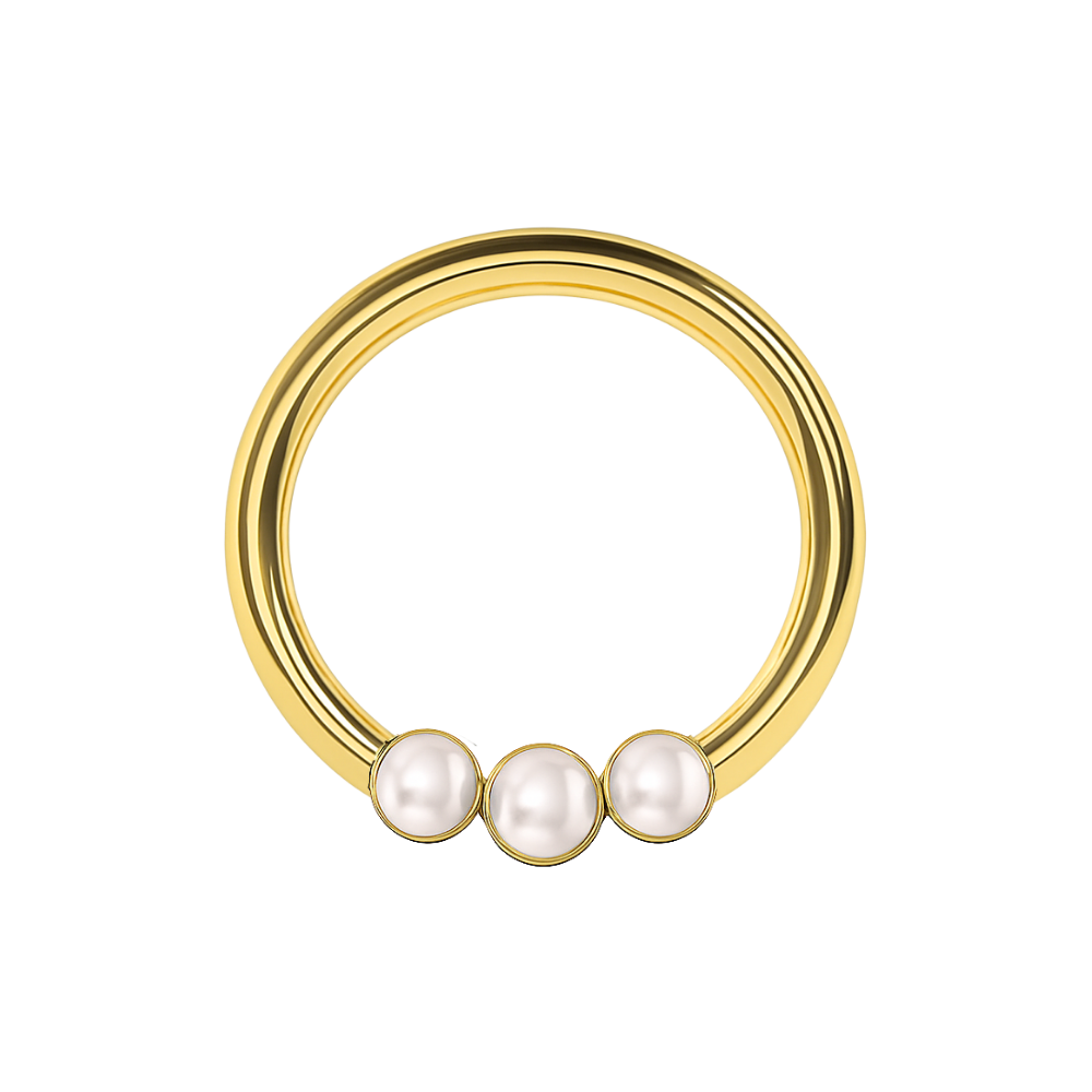 316L Surgical Steel Triple Pearl Studded Segment Clicker Ring - Monster Piercing