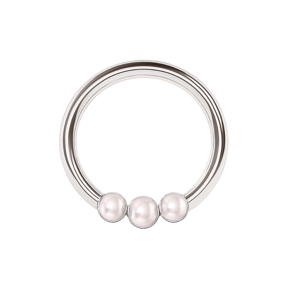316L Surgical Steel Triple Pearl Studded Segment Clicker Ring - Monster Piercing
