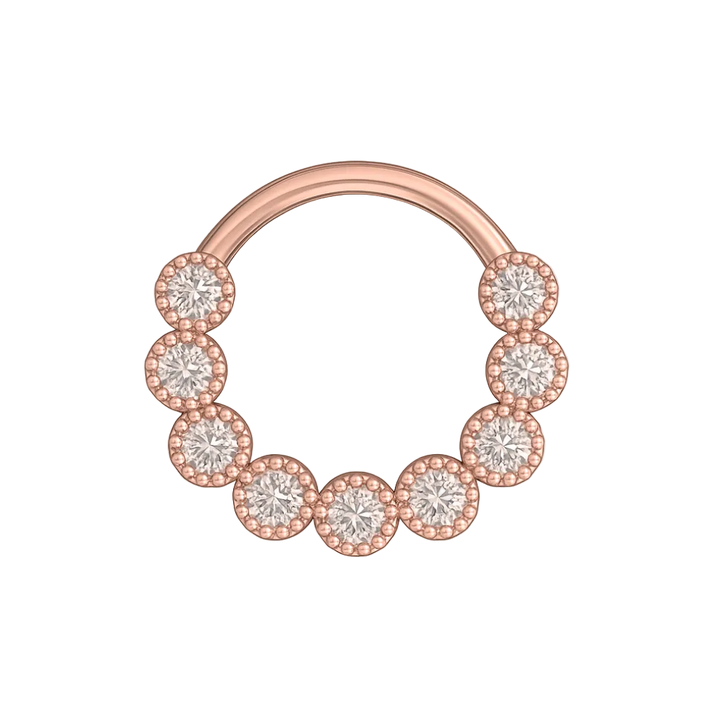 316L Surgical Steel Cubic Zirconia Studded Scallop Hinged Segment Clicker - Monster Piercing