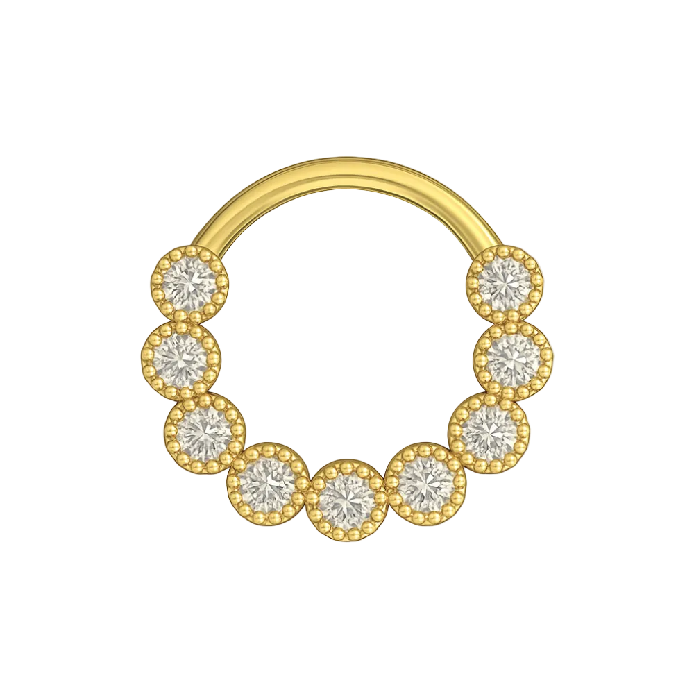 316L Surgical Steel Cubic Zirconia Studded Scallop Hinged Segment Clicker - Monster Piercing