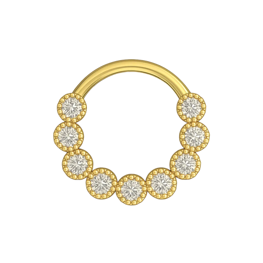 316L Surgical Steel Cubic Zirconia Studded Scallop Hinged Segment Clicker - Monster Piercing