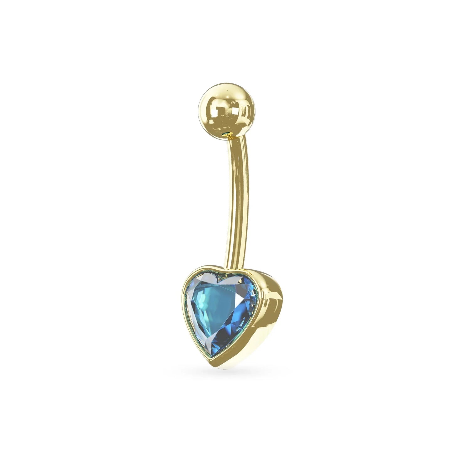 14K Gold Jewelled Heart Belly Ring - Monster Piercing