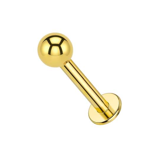 14K Gold Internal Lip Labret Plain Bead Ball Push Fit Top - Monster Piercing
