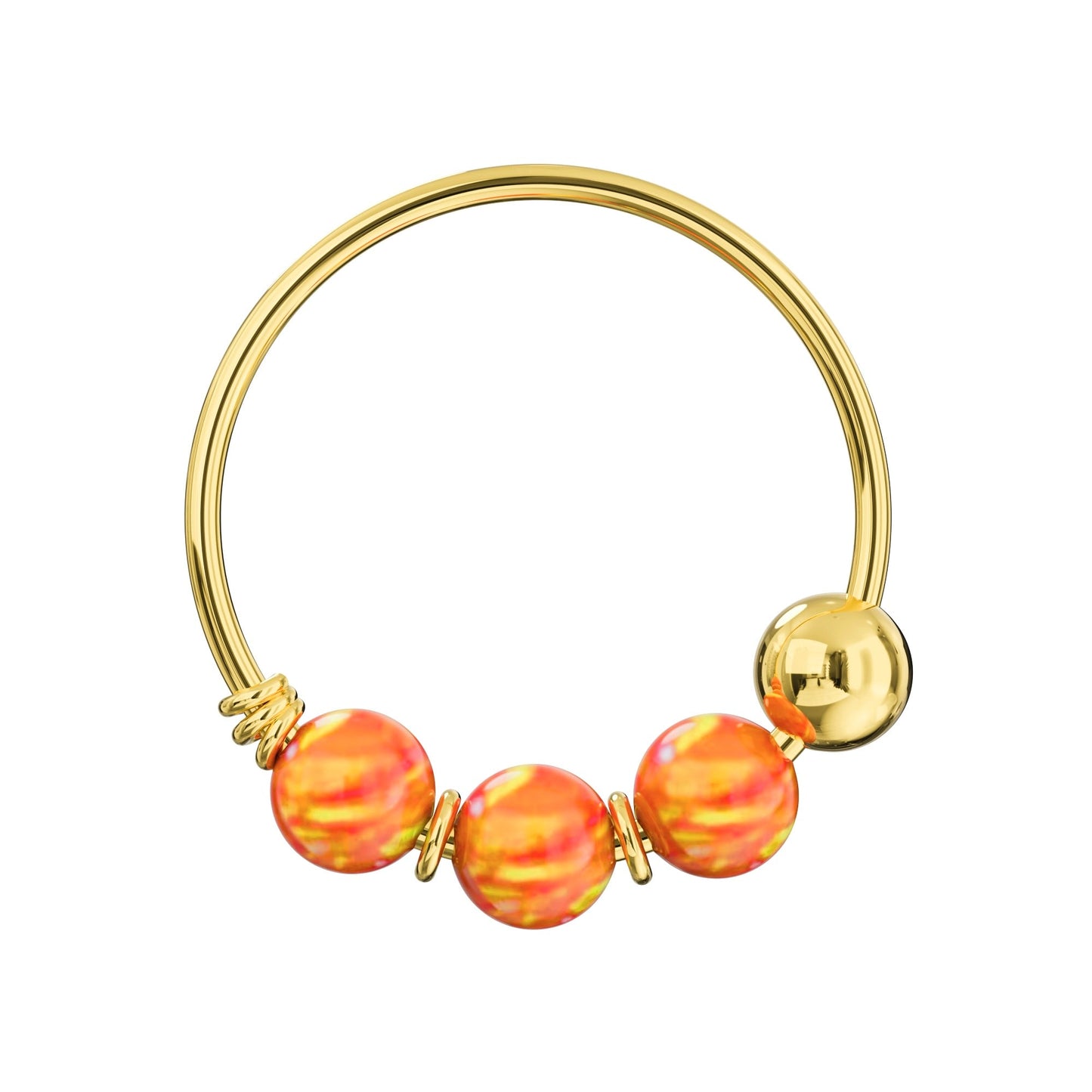 14K Gold Opal Stones Hoop Nose Ring - Monster Piercing