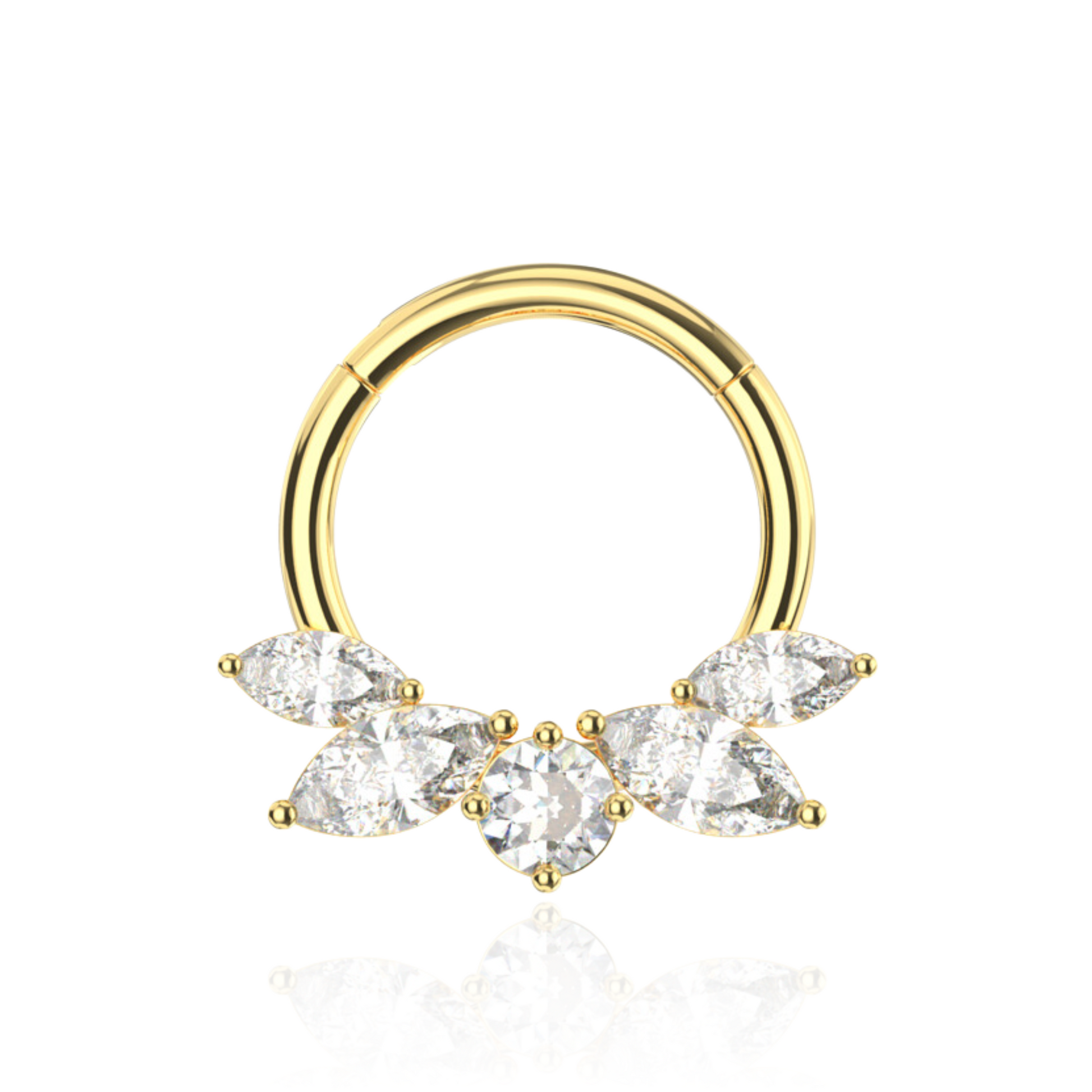 316L Surgical Steel CZ Jewelled Bee Hinged Segment Clicker Ring - Monster Piercing