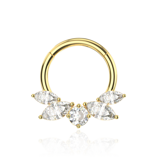 316L Surgical Steel CZ Jewelled Bee Hinged Segment Clicker Ring - Monster Piercing