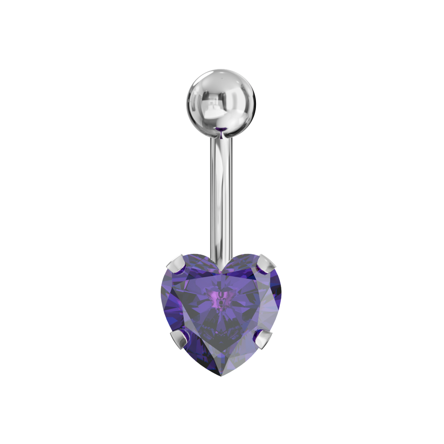 316L Surgical Steel Studded Heart Belly Ring - Monster Piercing