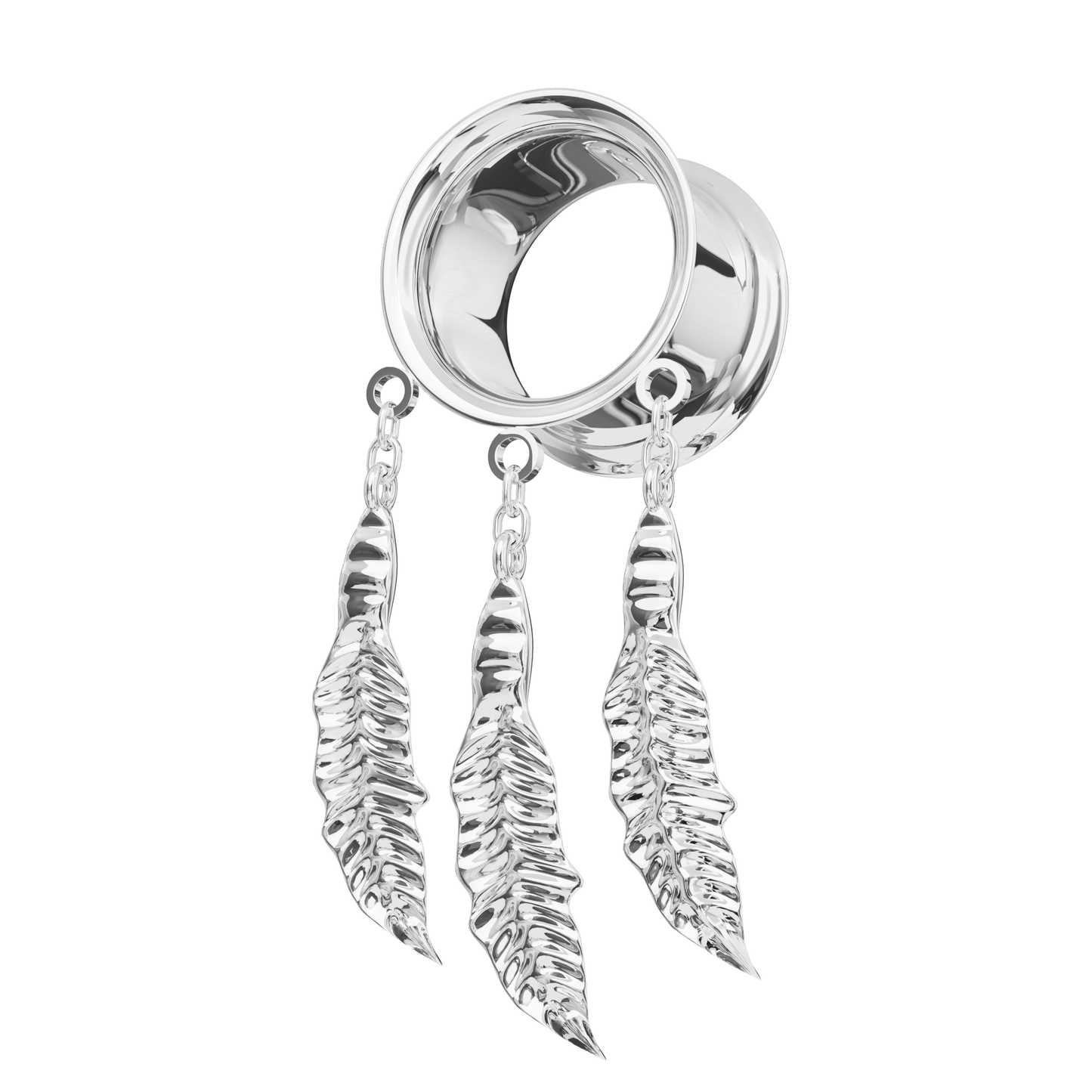 316L Surgical Steel Dangling Leaves Internally Threaded Tunnel - Monster Piercing