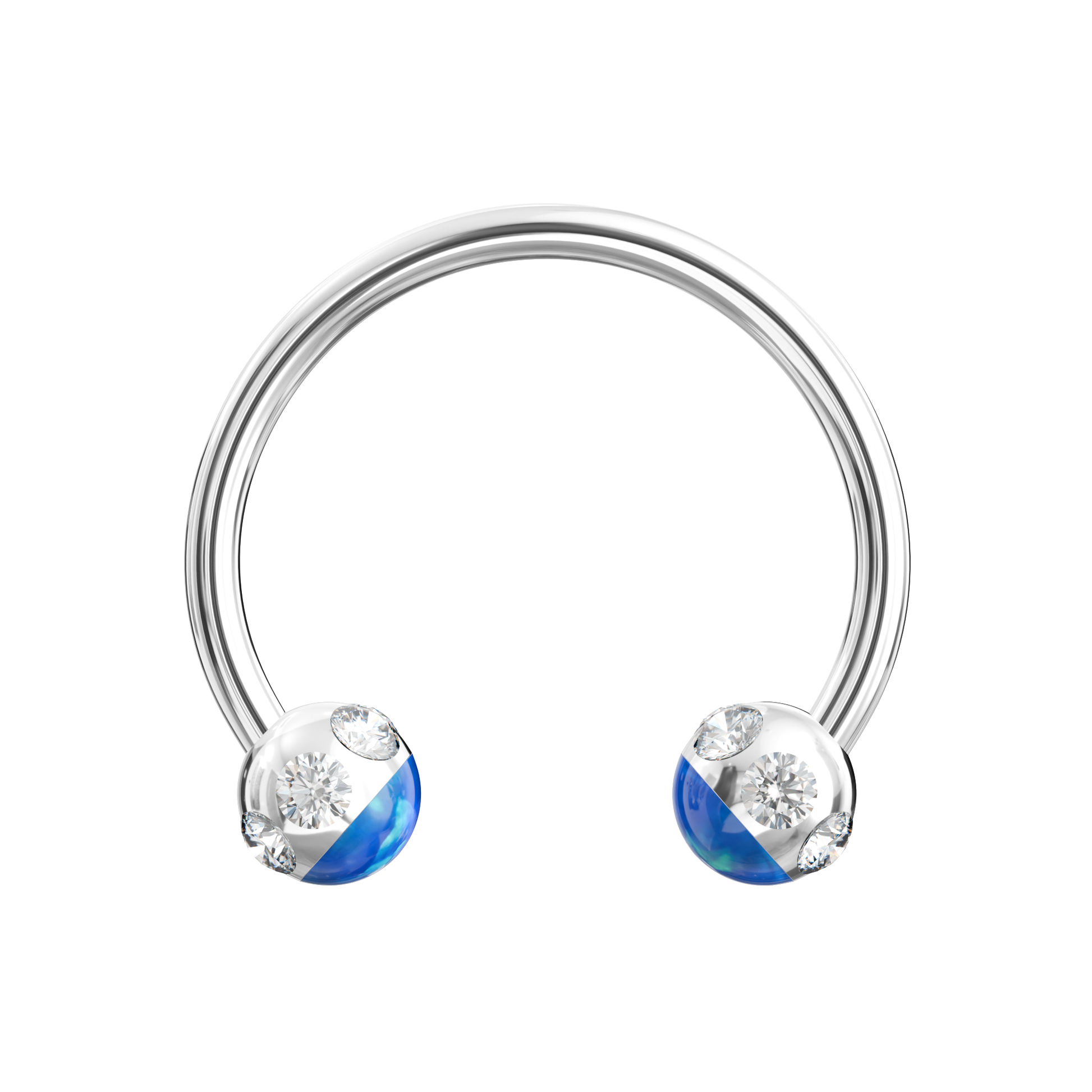 316L Surgical Steel CZ and Epoxy Ball with Opal Jewelled Circular Barbell - Monster Piercing