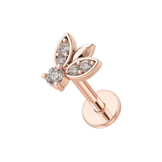 316L Surgical Steel Multi CZ Jewelled Firefly Internally Threaded Flatback Stud