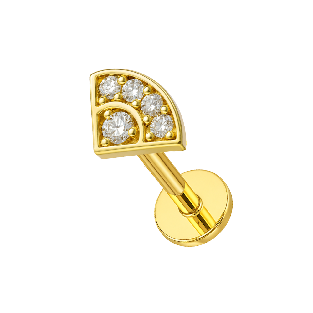 316L Surgical Steel Multi CZ Jewelled V-Shape Internally Threaded Flatback Stud