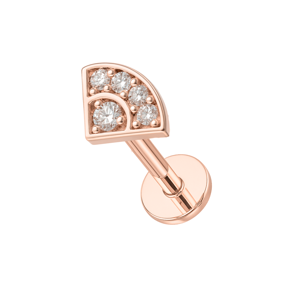 316L Surgical Steel Multi CZ Jewelled V-Shape Internally Threaded Flatback Stud