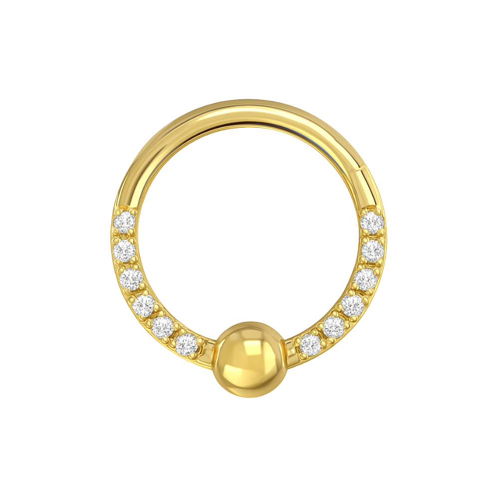 316L Surgical Steel Multi CZ Jewelled BCR Style Segment Clicker Ring