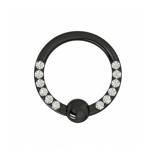 316L Surgical Steel Multi CZ Jewelled BCR Style Segment Clicker Ring