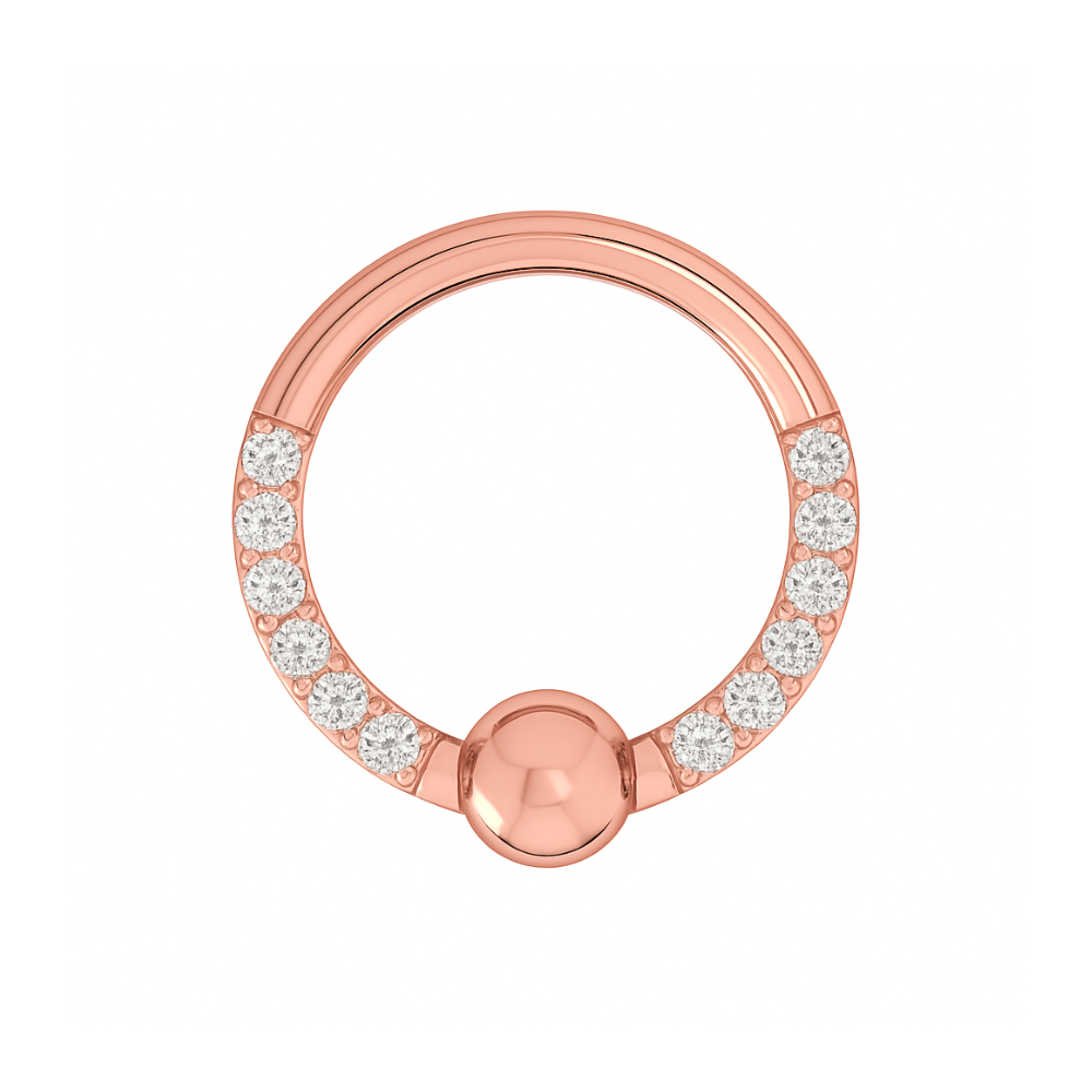 316L Surgical Steel Multi CZ Jewelled BCR Style Segment Clicker Ring