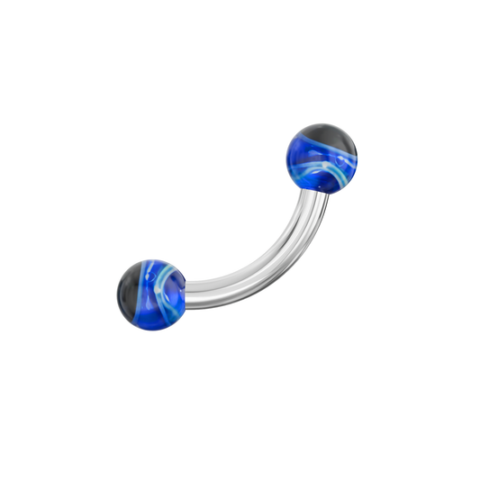 316L Surgical Steel Curved Bar with Random UV Ball (Pack of 10)