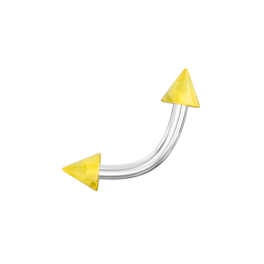 Steel Curved Bar with Coloured Glitter UV Cone (Pack of 10) - Monster Piercing