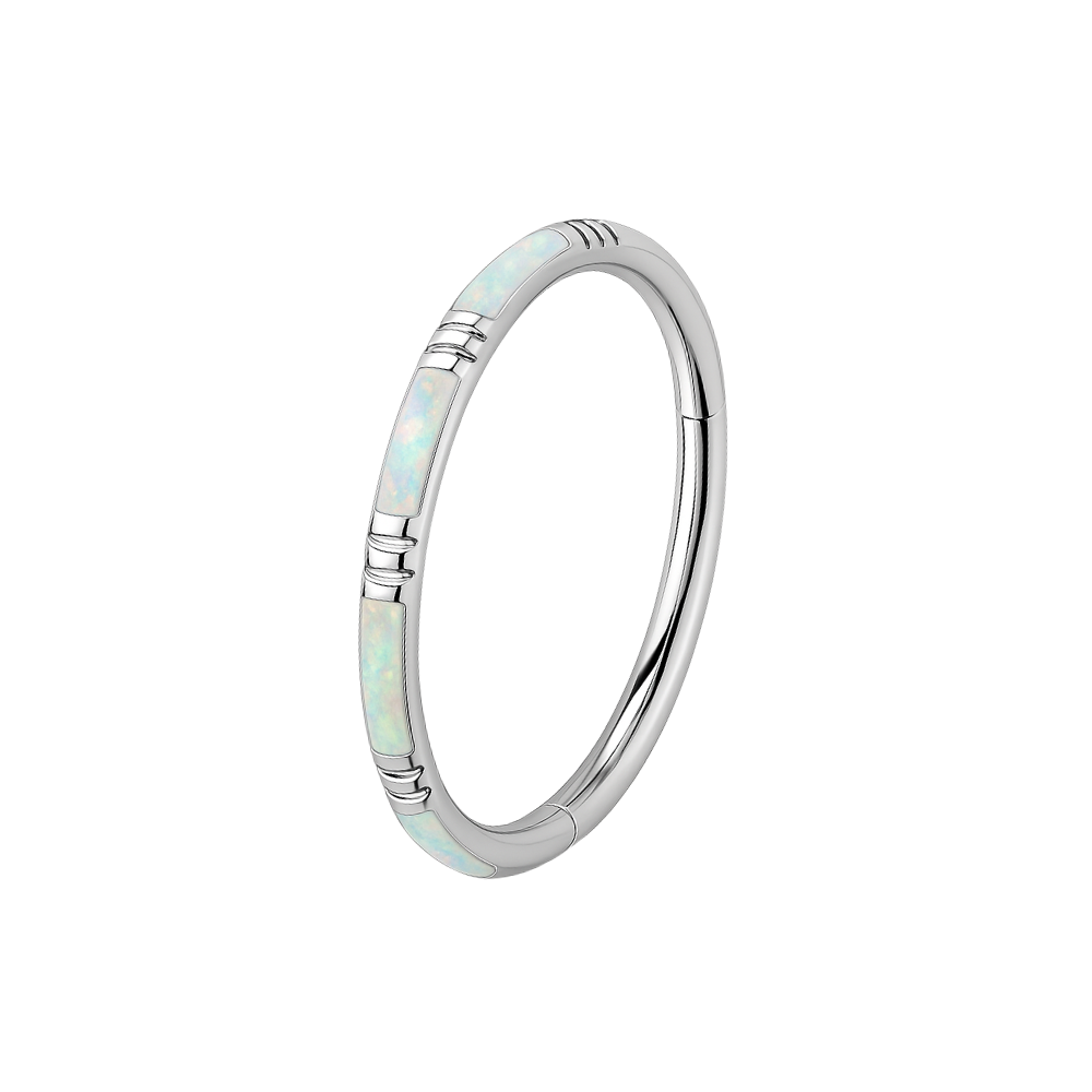 316L Surgical Steel Opal Studded Hinged Segment Clicker Ring - Monster Piercing