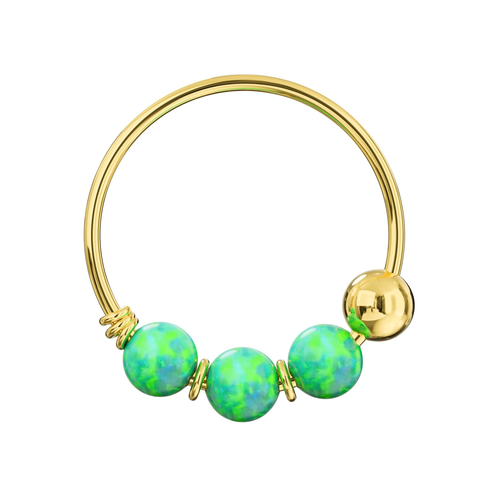 9K Gold Opal Hoop Nose Ring - Monster Piercing