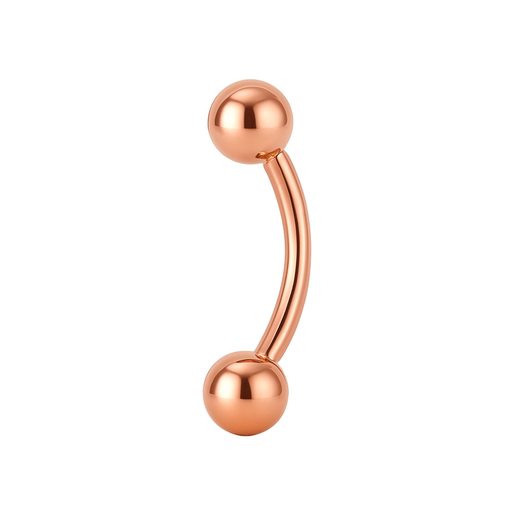 316L Surgical Steel Rose Gold Curved Bar With Ball - Monster Piercing