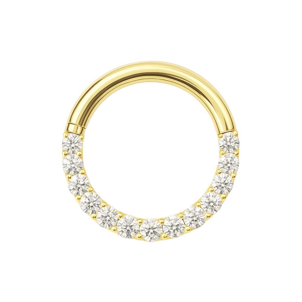 14K Gold Continuous CZ Jewelled Segment Clicker Ring - Monster Piercing