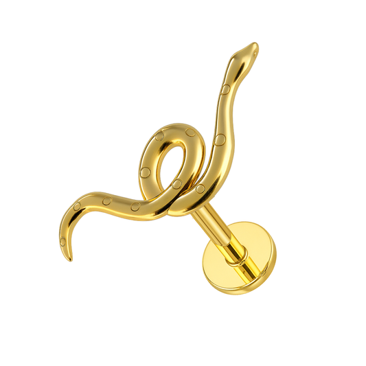 316L Surgical Steel Snuggling Swirl Snake Flatback Stud