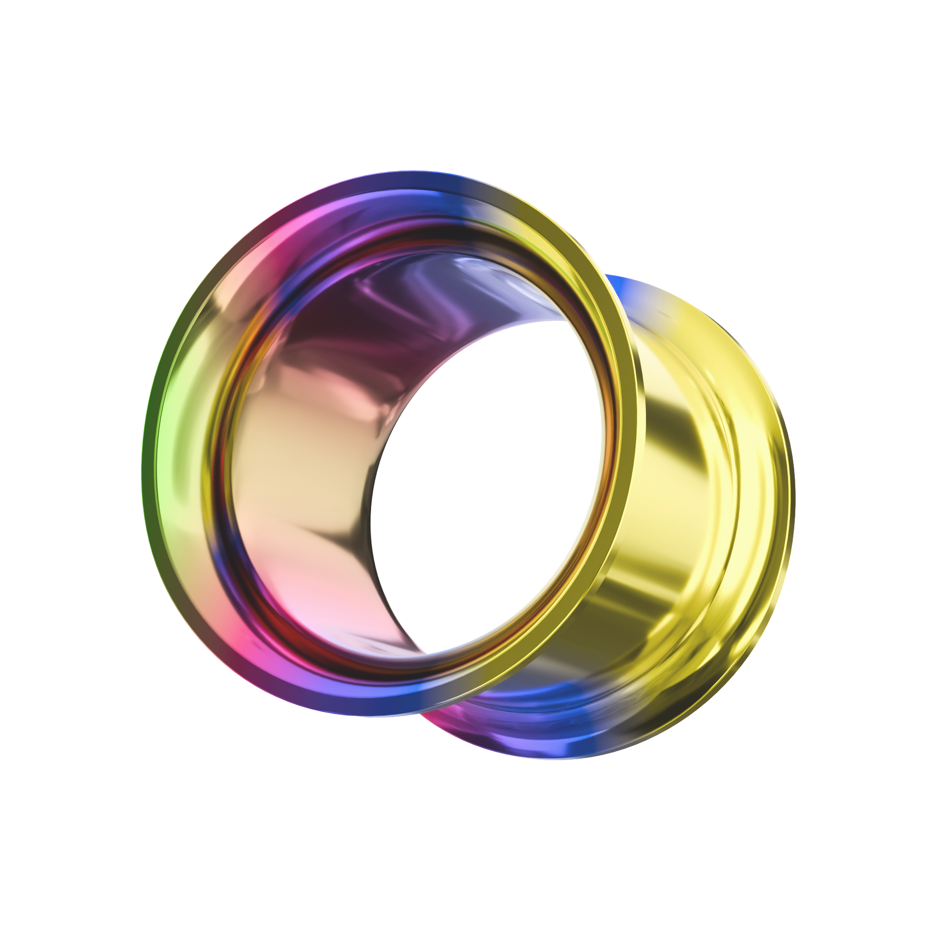 316L Surgical Steel Double Flared Rainbow Internally Threaded Tunnel - Monster Piercing