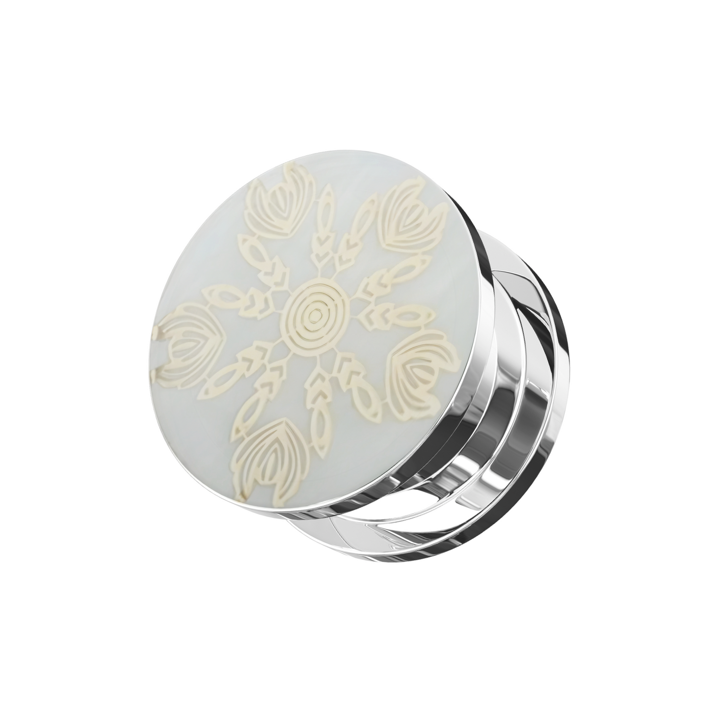 316L Synthesis Steel Flesh Tunnel with Golden Flower