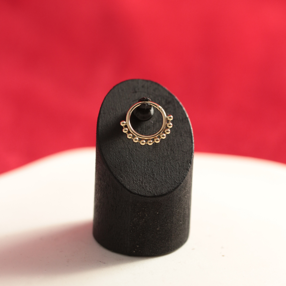 14K Gold Tribal Paved Balls Hinged Segment Clicker Ring - Monster Piercing