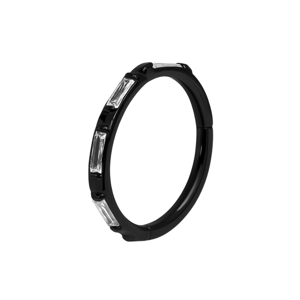 316L Surgical Steel Inlay Crystal Hinged Clicker Segment Ring - Monster Piercing
