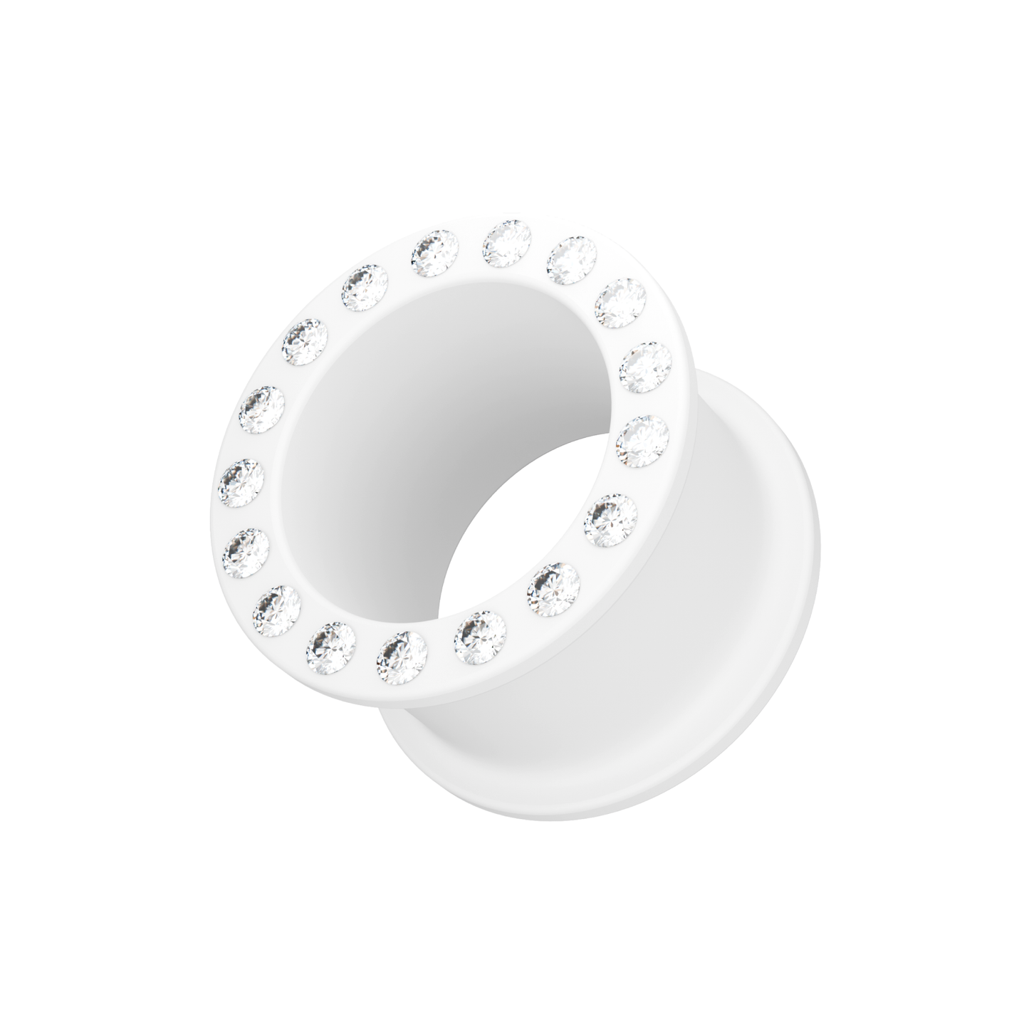 Multi Jewelled Milk White Silicone Ear Tunnel - Monster Piercing