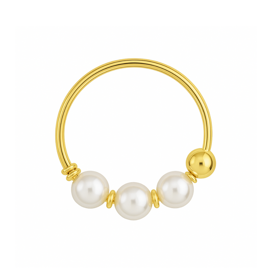 9K Gold Genuine Pearl Hoop Nose Ring Yellow Gold