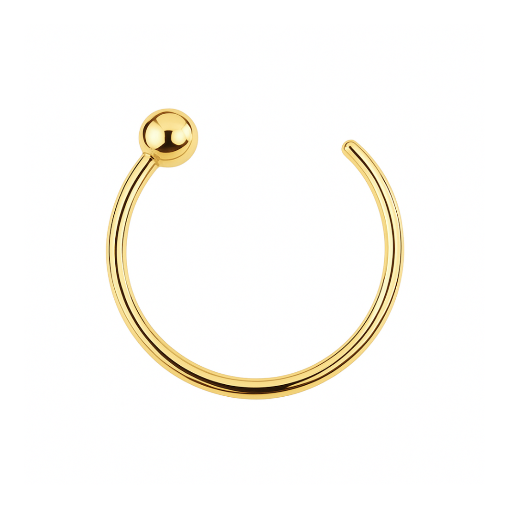 14K Gold Open Hoop Nose Ring - Monster Piercing